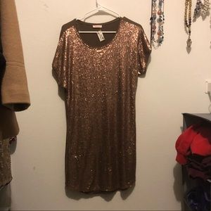 Brown/Gold Sequin Shift Dress 💎